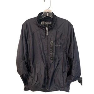 Marmot Men’s Wind Breaker Large Black Full Zip  Logo